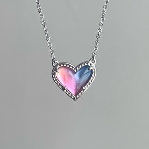 Kendra Scott Ari Heart Necklace Silver Watercolor Illusion Adjustable
